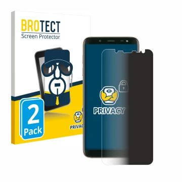 Parte frontal de un envase de producto con el logotipo de la marca BROTECT. Al lado se muestra el dispositivo Samsung Galaxy J