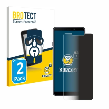 Parte frontal de un envase de producto con el logotipo de la marca BROTECT. Al lado se muestra el dispositivo Samsung Galaxy A
