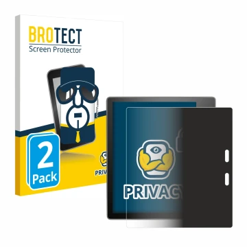 Parte frontal de un envase de producto con el logotipo de la marca BROTECT. Al lado se muestra el dispositivo Amazon Kindle Oa