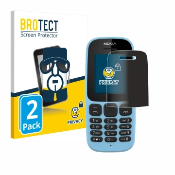 Parte frontal de un envase de producto con el logotipo de la marca BROTECT. Al lado se muestra el dispositivo Nokia 105 2019 c
