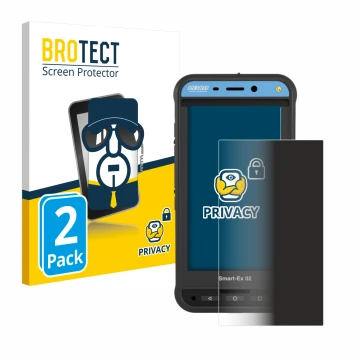 Parte frontal de un envase de producto con el logotipo de la marca BROTECT. Al lado se muestra el dispositivo Ecom Smart-Ex 02