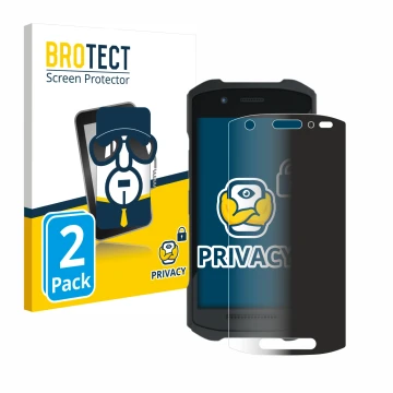 Parte frontal de un envase de producto con el logotipo de la marca BROTECT. Al lado se muestra el dispositivo Zebra TC21 con s