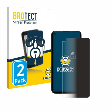 Parte frontal de un envase de producto con el logotipo de la marca BROTECT. Al lado se muestra el dispositivo Google Pixel 4a 