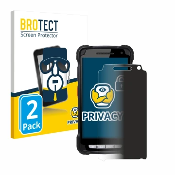 Parte frontal de un envase de producto con el logotipo de la marca BROTECT. Al lado se muestra el dispositivo Point Mobile PM9