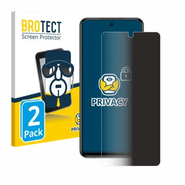 Parte frontal de un envase de producto con el logotipo de la marca BROTECT. Al lado se muestra el dispositivo Xiaomi Redmi Not