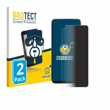 Parte frontal de un envase de producto con el logotipo de la marca BROTECT. Al lado se muestra el dispositivo realme 7 5G con 