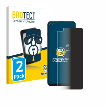Parte frontal de un envase de producto con el logotipo de la marca BROTECT. Al lado se muestra el dispositivo Motorola Edge S 