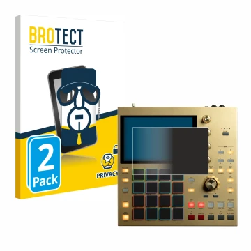 Parte frontal de un envase de producto con el logotipo de la marca BROTECT. Al lado se muestra el dispositivo Akai MPC One con