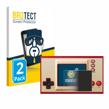 Parte frontal de un envase de producto con el logotipo de la marca BROTECT. Al lado se muestra el dispositivo Nintendo Game & 