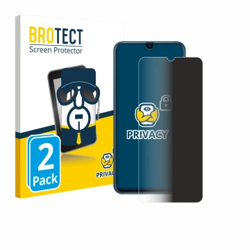 Parte frontal de un envase de producto con el logotipo de la marca BROTECT. Al lado se muestra el dispositivo Samsung Galaxy M