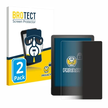 Parte frontal de un envase de producto con el logotipo de la marca BROTECT. Al lado se muestra el dispositivo Amazon Kindle Pa