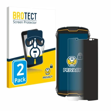 Parte frontal de un envase de producto con el logotipo de la marca BROTECT. Al lado se muestra el dispositivo Cubot King Kong 
