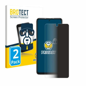 Parte frontal de un envase de producto con el logotipo de la marca BROTECT. Al lado se muestra el dispositivo Xiaomi Poco M4 P