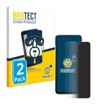 Parte frontal de un envase de producto con el logotipo de la marca BROTECT. Al lado se muestra el dispositivo Xiaomi Redmi 10C