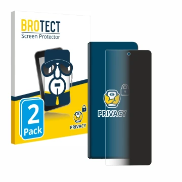 Parte frontal de un envase de producto con el logotipo de la marca BROTECT. Al lado se muestra el dispositivo Samsung Galaxy Z