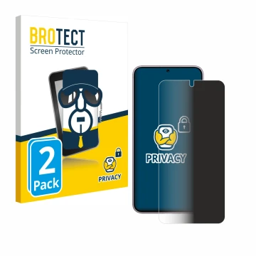 Parte frontal de un envase de producto con el logotipo de la marca BROTECT. Al lado se muestra el dispositivo Samsung Galaxy S