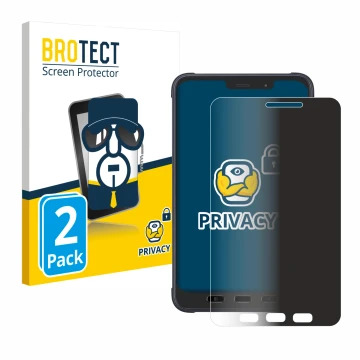 Parte frontal de un envase de producto con el logotipo de la marca BROTECT. Al lado se muestra el dispositivo Samsung Galaxy T