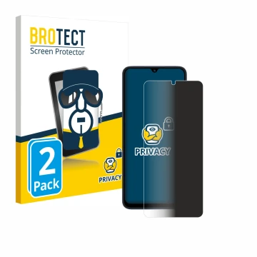 Parte frontal de un envase de producto con el logotipo de la marca BROTECT. Al lado se muestra el dispositivo Xiaomi Redmi 12C
