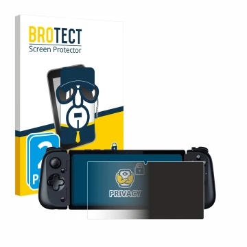 Parte frontal de un envase de producto con el logotipo de la marca BROTECT. Al lado se muestra el dispositivo Razer Edge 5G co