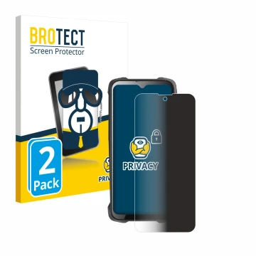 Parte frontal de un envase de producto con el logotipo de la marca BROTECT. Al lado se muestra el dispositivo Cubot King Kong 