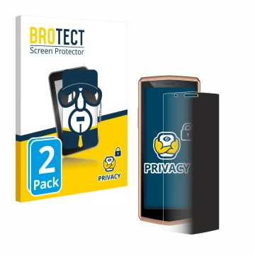 Parte frontal de un envase de producto con el logotipo de la marca BROTECT. Al lado se muestra el dispositivo Cubot Pocket 3 c