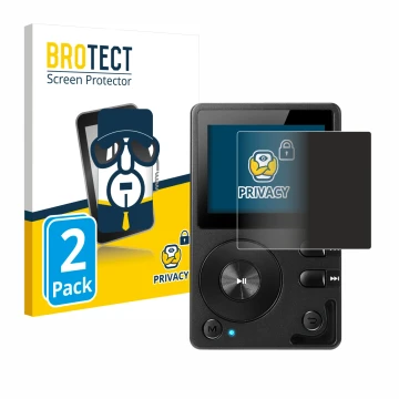 Parte frontal de un envase de producto con el logotipo de la marca BROTECT. Al lado se muestra el dispositivo Hifi Walker H2 c