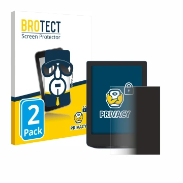 Parte frontal de un envase de producto con el logotipo de la marca BROTECT. Al lado se muestra el dispositivo PocketBook Verse