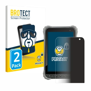 Parte frontal de un envase de producto con el logotipo de la marca BROTECT. Al lado se muestra el dispositivo Juniper Systems 