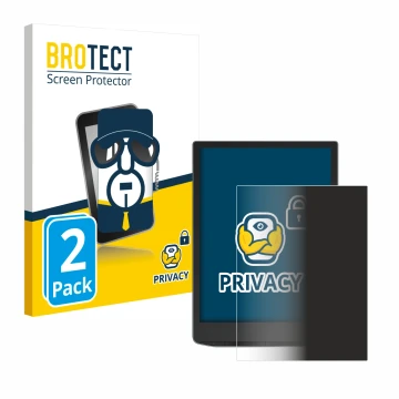 Parte frontal de un envase de producto con el logotipo de la marca BROTECT. Al lado se muestra el dispositivo PocketBook InkPa