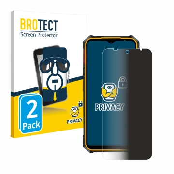 Parte frontal de un envase de producto con el logotipo de la marca BROTECT. Al lado se muestra el dispositivo Ulefone Armor X1