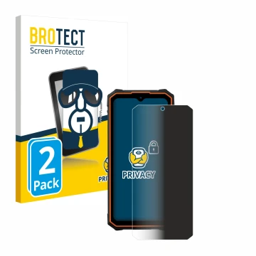 Parte frontal de un envase de producto con el logotipo de la marca BROTECT. Al lado se muestra el dispositivo Hotwav Cyber 13 