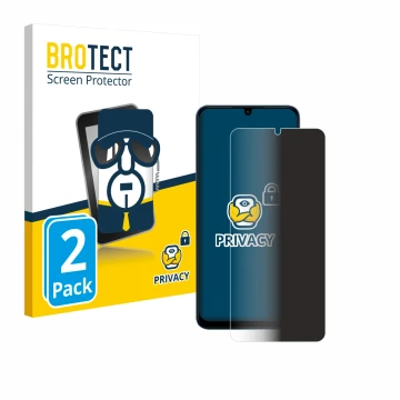 Parte frontal de un envase de producto con el logotipo de la marca BROTECT. Al lado se muestra el dispositivo Xiaomi Redmi 13C