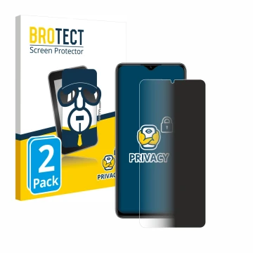 Parte frontal de un envase de producto con el logotipo de la marca BROTECT. Al lado se muestra el dispositivo ZTE Blade A73 co