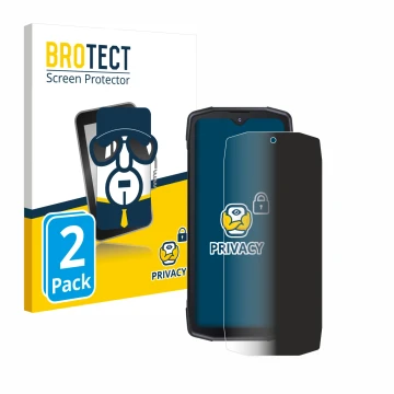 Parte frontal de un envase de producto con el logotipo de la marca BROTECT. Al lado se muestra el dispositivo Cubot King Kong 