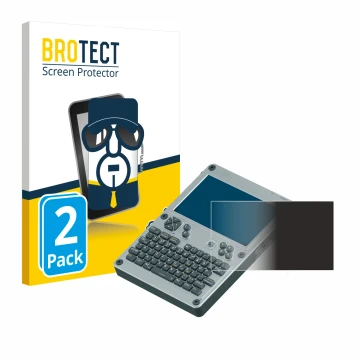 Parte frontal de un envase de producto con el logotipo de la marca BROTECT. Al lado se muestra el dispositivo ClockworkPi uCon