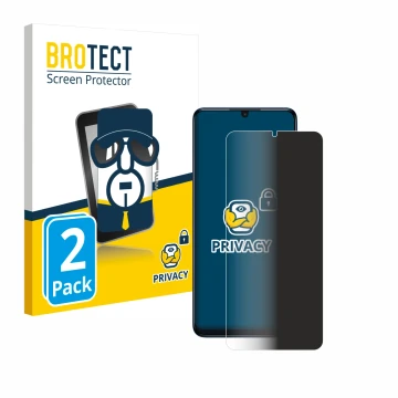 Parte frontal de un envase de producto con el logotipo de la marca BROTECT. Al lado se muestra el dispositivo TCL 505 con su p