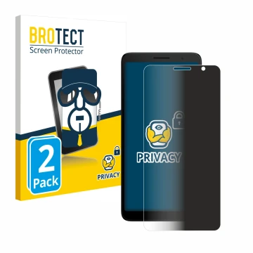 Parte frontal de un envase de producto con el logotipo de la marca BROTECT. Al lado se muestra el dispositivo TCL 501 con su p