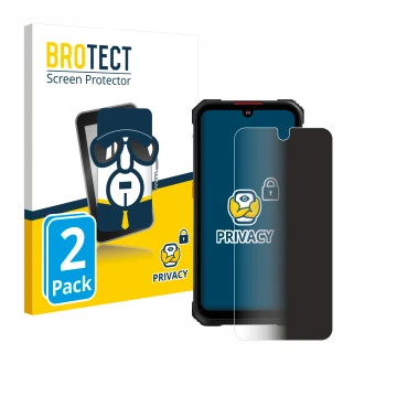 Parte frontal de un envase de producto con el logotipo de la marca BROTECT. Al lado se muestra el dispositivo Hotwav Cyber 9 P