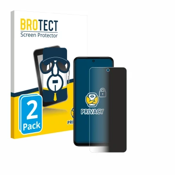 Parte frontal de un envase de producto con el logotipo de la marca BROTECT. Al lado se muestra el dispositivo Xiaomi Redmi 13 