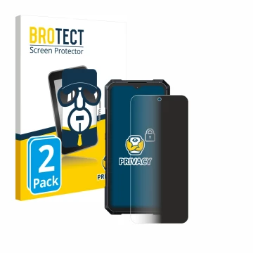 Parte frontal de un envase de producto con el logotipo de la marca BROTECT. Al lado se muestra el dispositivo Cubot King Kong 