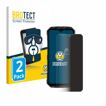Parte frontal de un envase de producto con el logotipo de la marca BROTECT. Al lado se muestra el dispositivo Doogee V Max Plu