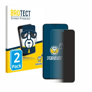 Parte frontal de un envase de producto con el logotipo de la marca BROTECT. Al lado se muestra el dispositivo Xiaomi 15 con su