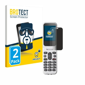 Parte frontal de un envase de producto con el logotipo de la marca BROTECT. Al lado se muestra el dispositivo Doro 2820 con su