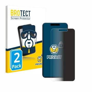 Parte frontal de un envase de producto con el logotipo de la marca BROTECT. Al lado se muestra el dispositivo Oukitel P1 con s