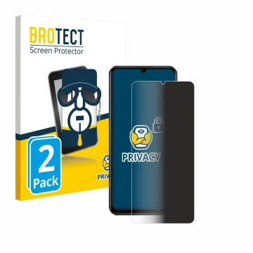Parte frontal de un envase de producto con el logotipo de la marca BROTECT. Al lado se muestra el dispositivo Vivo Y28 con su 