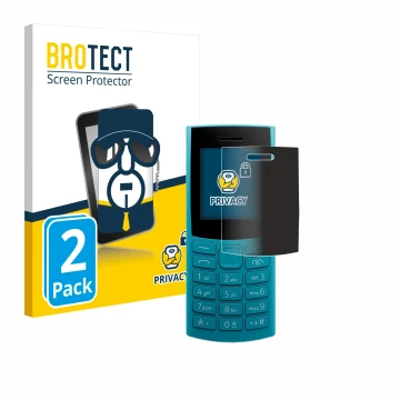 Parte frontal de un envase de producto con el logotipo de la marca BROTECT. Al lado se muestra el dispositivo Nokia 105 4G 2nd