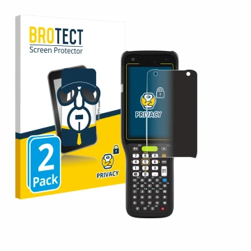 Parte frontal de un envase de producto con el logotipo de la marca BROTECT. Al lado se muestra el dispositivo Zebra MC3400 con