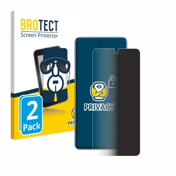 Parte frontal de un envase de producto con el logotipo de la marca BROTECT. Al lado se muestra el dispositivo Vivo V50 con su 