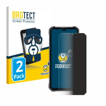 Parte frontal de un envase de producto con el logotipo de la marca BROTECT. Al lado se muestra el dispositivo Oukitel G1 con s