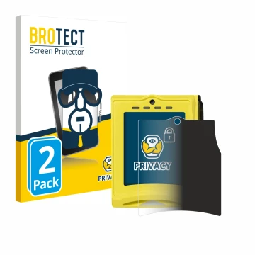 Parte frontal de un envase de producto con el logotipo de la marca BROTECT. Al lado se muestra el dispositivo Nayax VPOS TOUCH